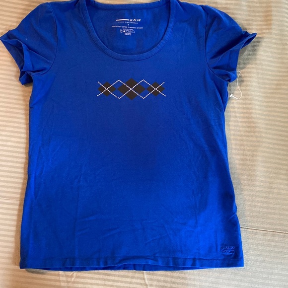 Never Worn , Royal Blue T-Shirt  with Black and Silver Argyle Pattern. - Picture 1 of 5
